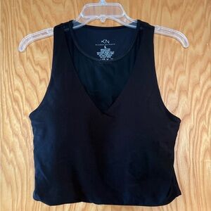 Black Mesh V-Neck Tank